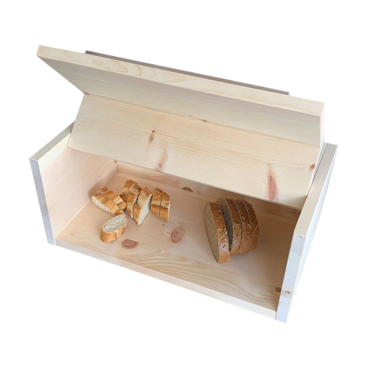 Brotkasten Zirbe | mit Nussgriff und Klappdeckel | 45 x 25 x 16 cm