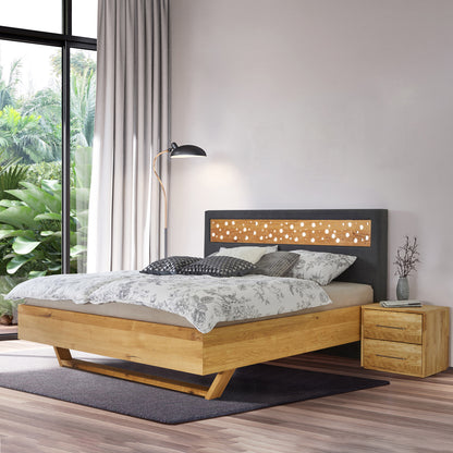 Bett 'Duftoase' Boxspring Optik | Duftkammern | Zirbe | B 120 x 200 cm | Anthrazit