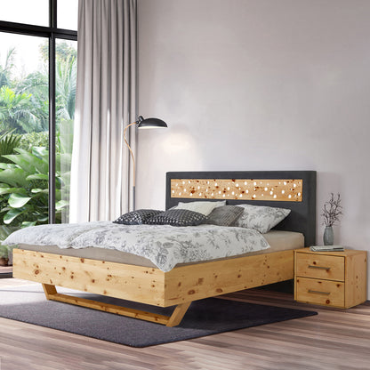 Bett 'Duftoase' Boxspring Optik | Duftkammern | Zirbe | B 120 x 200 cm | Anthrazit