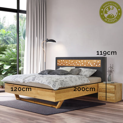 Bett 'Duftoase' Boxspring Optik | Duftkammern | Zirbe | B 120 x 200 cm | Anthrazit