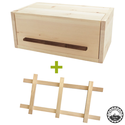 Brotkasten Zirbe | mit Nussgriff und Klappdeckel | 45 x 25 x 16 cm