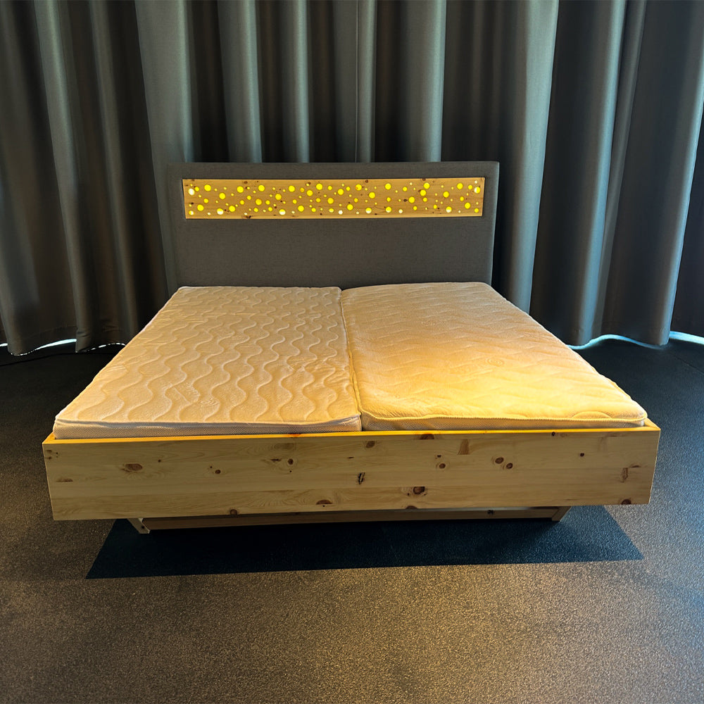 Bett 'Duftoase' Boxspring Optik | Duftkammern | Zirbe | B 120 x 200 cm | Anthrazit