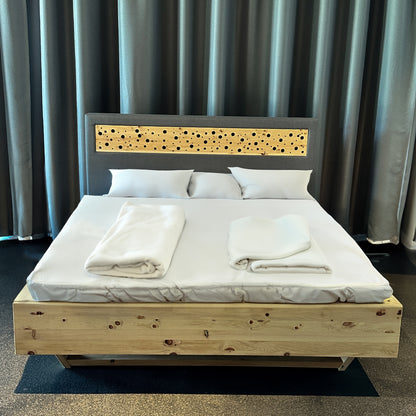 Bett 'Duftoase' Boxspring Optik | Duftkammern | Zirbe | B 120 x 200 cm | Anthrazit