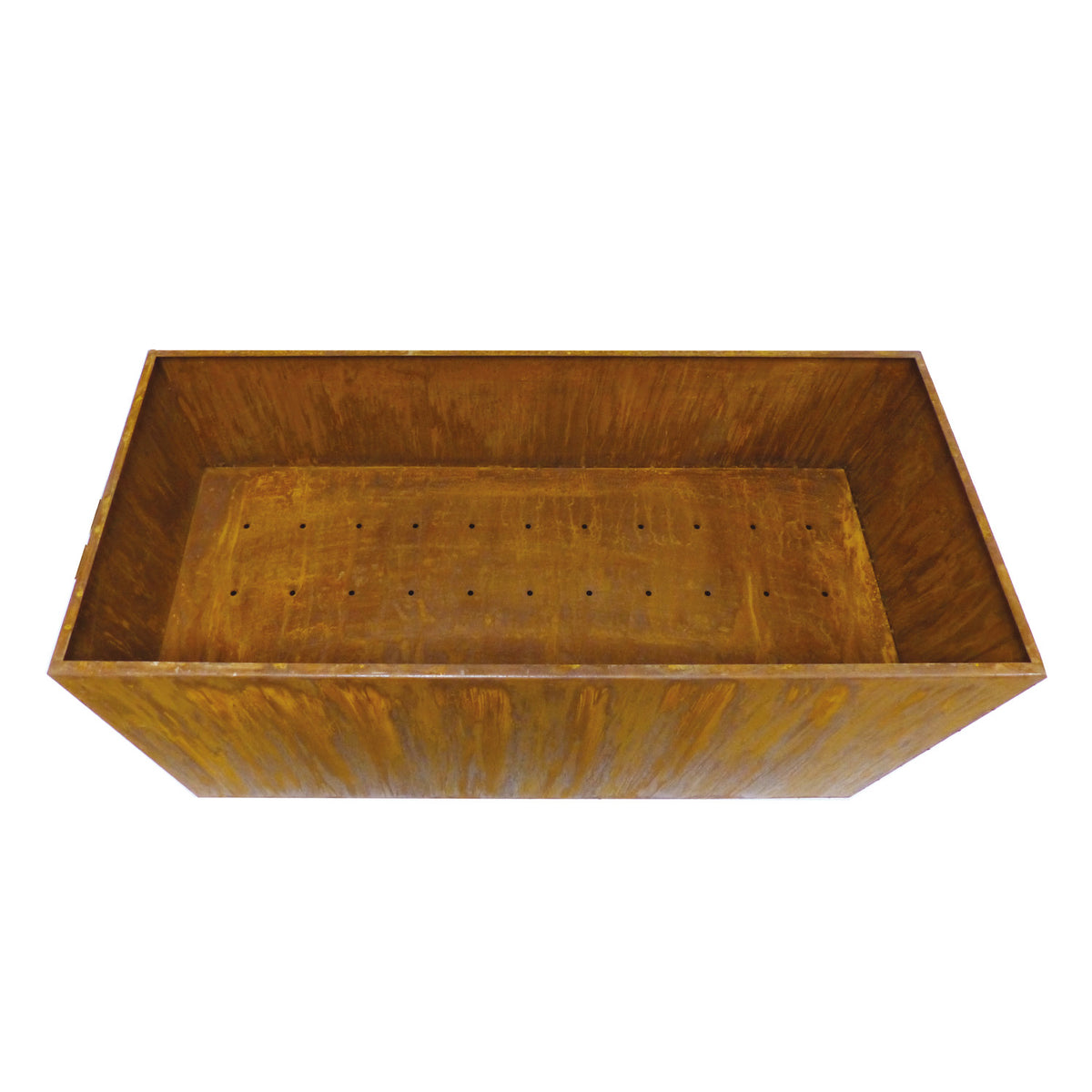 Hochbeet / Pflanztrog 'Industrial Look' aus Edelrost | Zwischenboden | B 125 x T 50 x H 60 cm