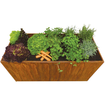 Hochbeet / Pflanztrog 'Industrial Look' aus Edelrost | Zwischenboden | B 125 x T 50 x H 60 cm
