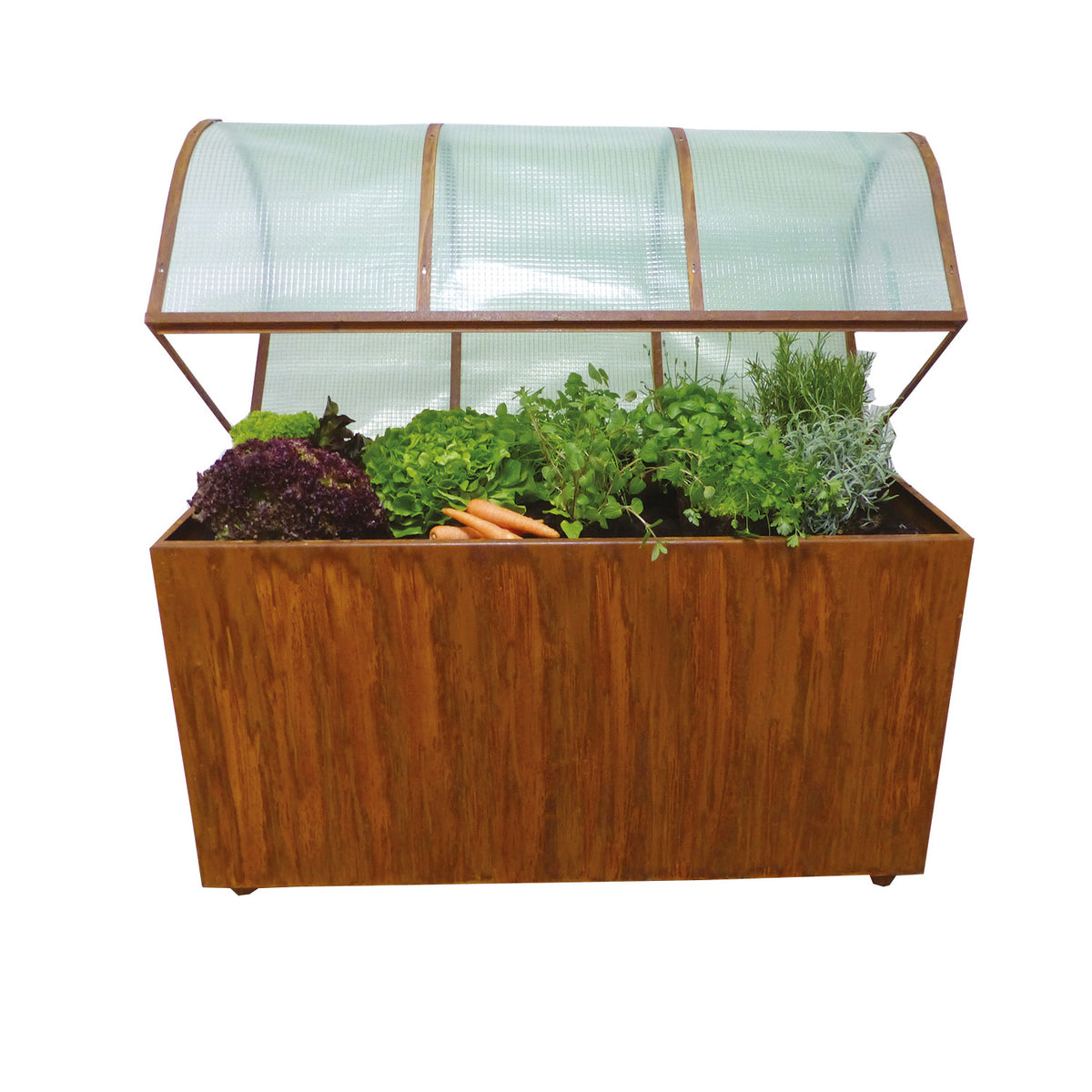 Hochbeet / Pflanztrog 'Industrial Look' aus Edelrost | Zwischenboden | B 125 x T 50 x H 60 cm