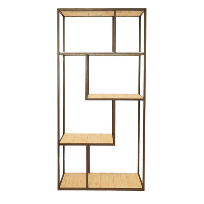 Regalwand 'Stay together' | Lärche und Edelrostgestell | B 94 x T 32 x H 200 cm