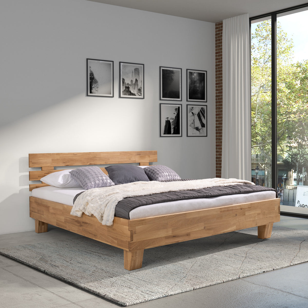 Vollholzbett '4 Better Night' | Eiche geölt | B 140 x L 200 x H 95 cm