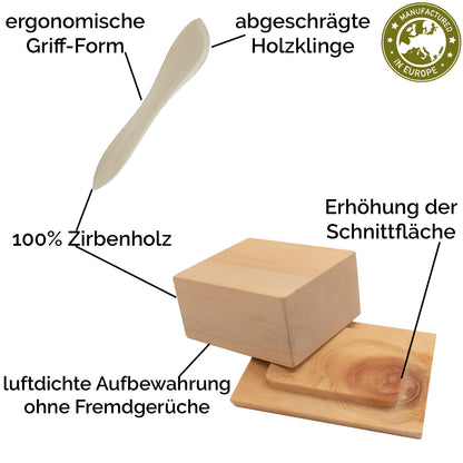Butterdose 'Klein & Fein'  Zirbe + Messer