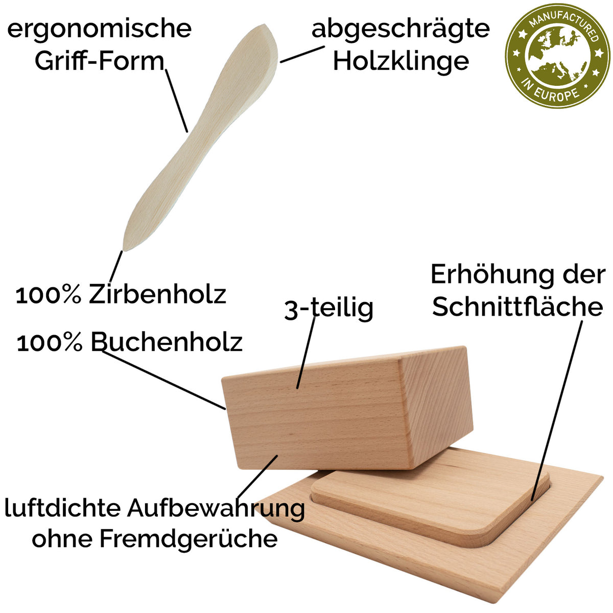Butterdose 'Breakfast' Buche + Messer