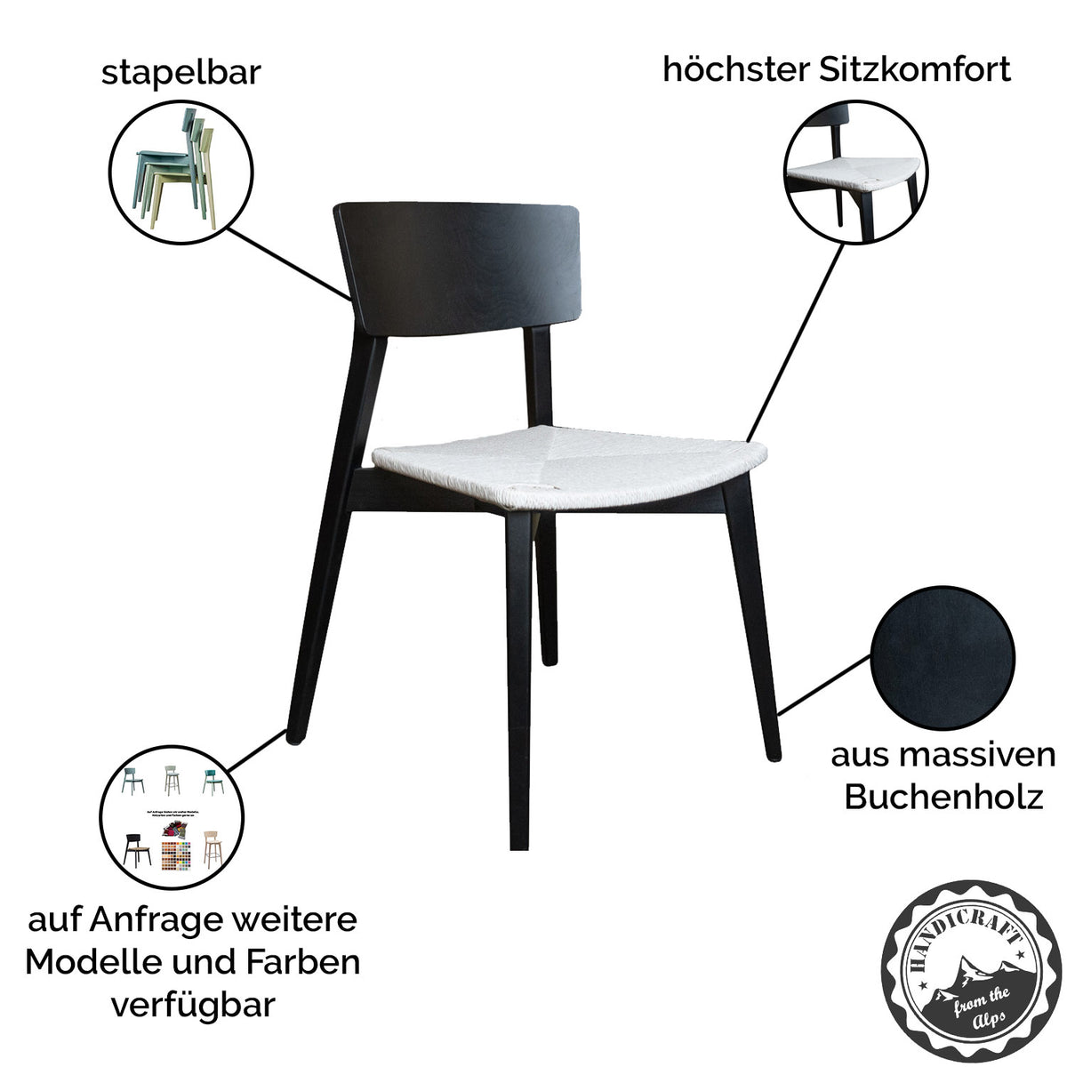 Stapelstuhl 'Tina' | 2er-Set | verschiedenen Farben