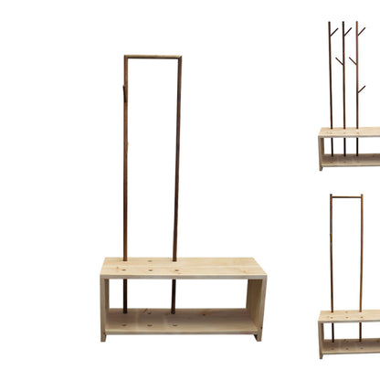 Garderobe 'MyStyle' - Medium | L 100 x T 30 x H 45 cm | Fichte |  3 cm |  3 Stangen  verschiedenen Ästen Nuss