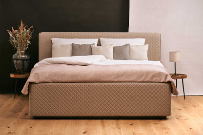 Schlafsystem Bett PureSublime | 200 x 180 cm |  elektrisch | Wendematratze | HygeinePlus Topper | Stoff braun