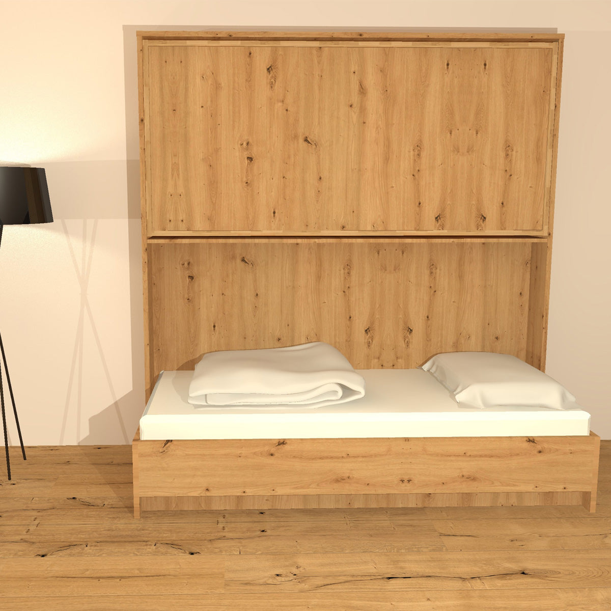 Gastro & Hotel - Multifunktionales Klappbett | Schrankbett | Stockbett Plano  |  80 x 190 cm | Eiche