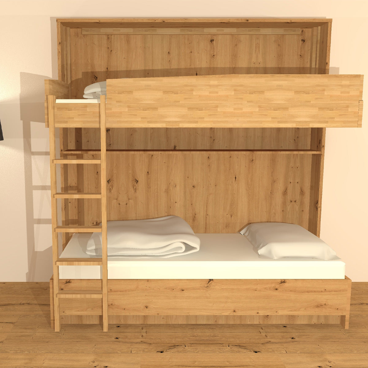 Gastro & Hotel - Multifunktionales Klappbett | Schrankbett | Stockbett Plano  |  80 x 190 cm | Eiche