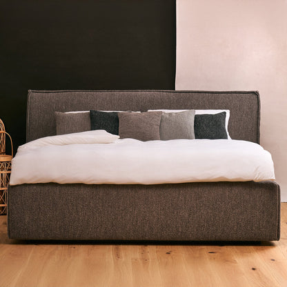 Schlafsystem Bett PureLoft | 200 x 180 cm | Lattenrost elektrisch | Wendematratze | HygeinePlus Topper | Stoff braun