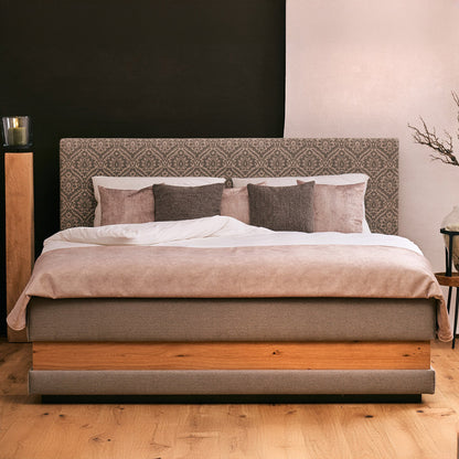 Schlafsystem Bett ClassicAlpine | 200 x 180 cm |  elektrisch | Wendematratze | Rosshaar Topper | Stoff weiß/taupe