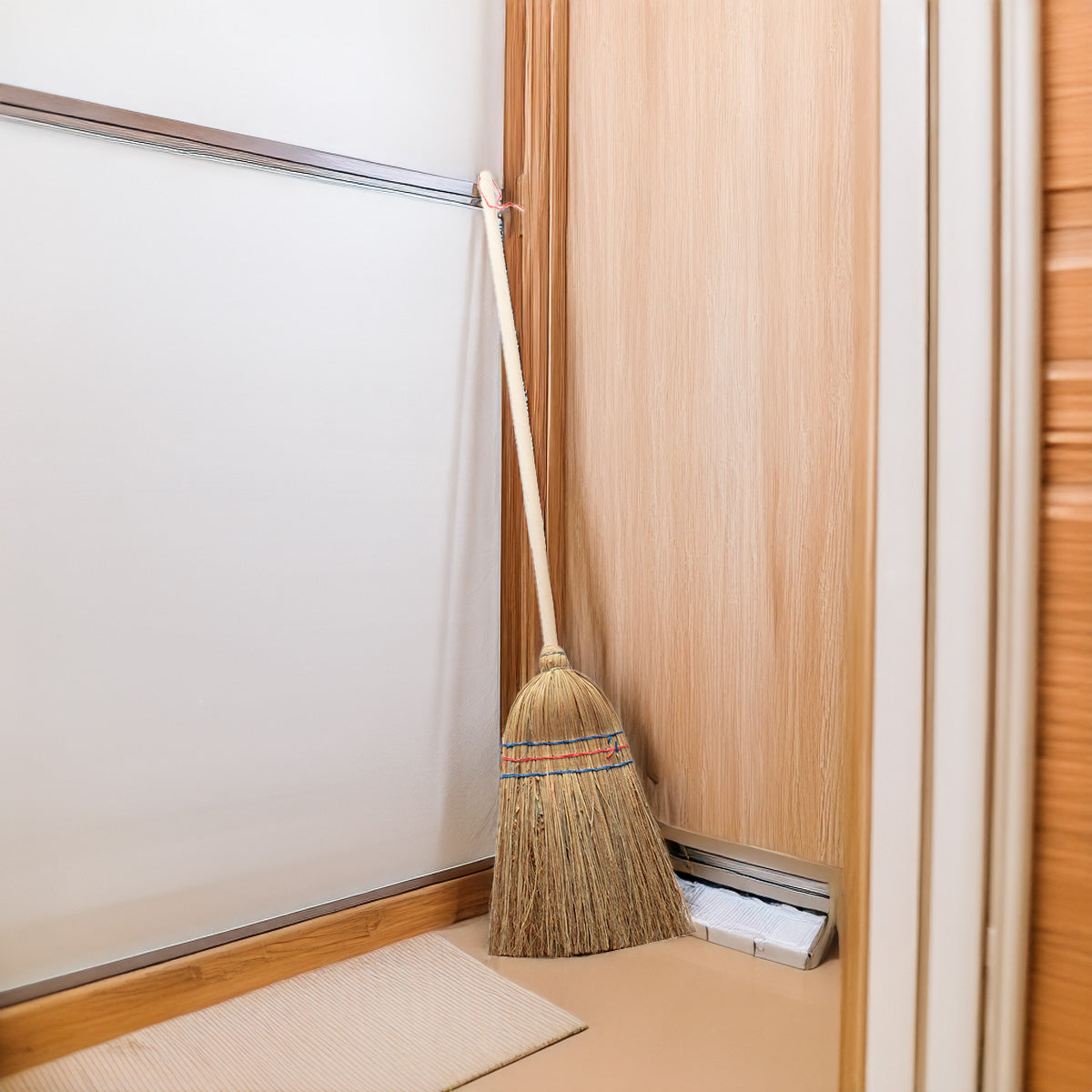 Kinder-Reisstrohbesen aus Naturmaterialien | zum Fegen oder als Hexenbesen | Länge 90 cm | CE-geprüft