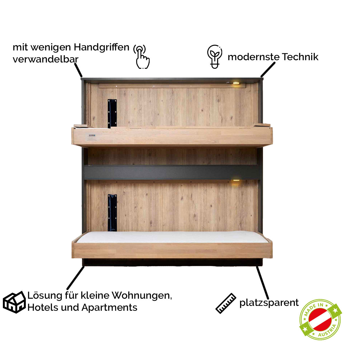 Multifunktionales Klappbett | Schrankbett | Stockbett | Made in Austria