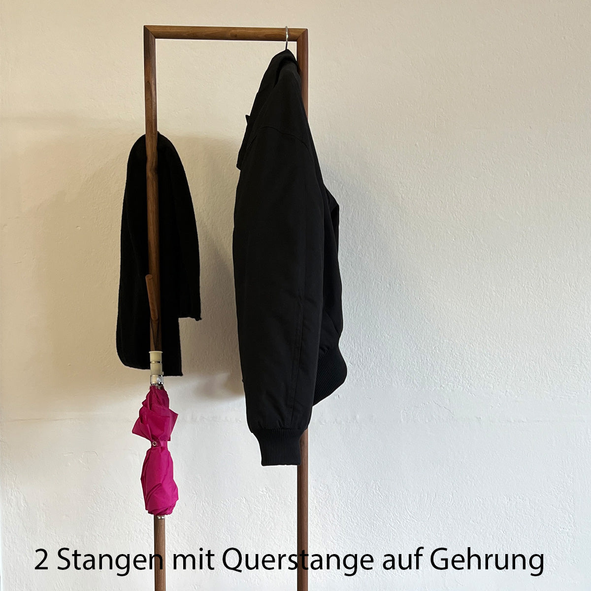 Garderobe 'MyStyle' - Medium | L 100 x T 30 x H 45 cm | Fichte |  3 cm |  3 Stangen  verschiedenen Ästen Nuss