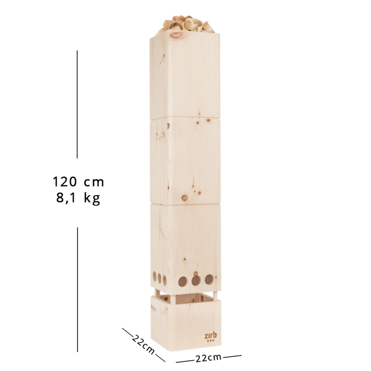 Raumlüfter 'Bergluft' | 4x Essenz 30 ml | Locken 1500 g | L 22 x B 22 x H 120 cm | bis 100 m²