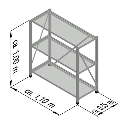 Universal Regalsystem, freistehend, 1,10 x 0,35 x 1,00 m (HxBxT)