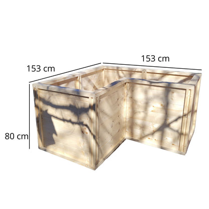 Baukastenbeet 'Modul M3' | Eckmodul | B 153 x T 153 x H 80 cm | Folie + Gitter