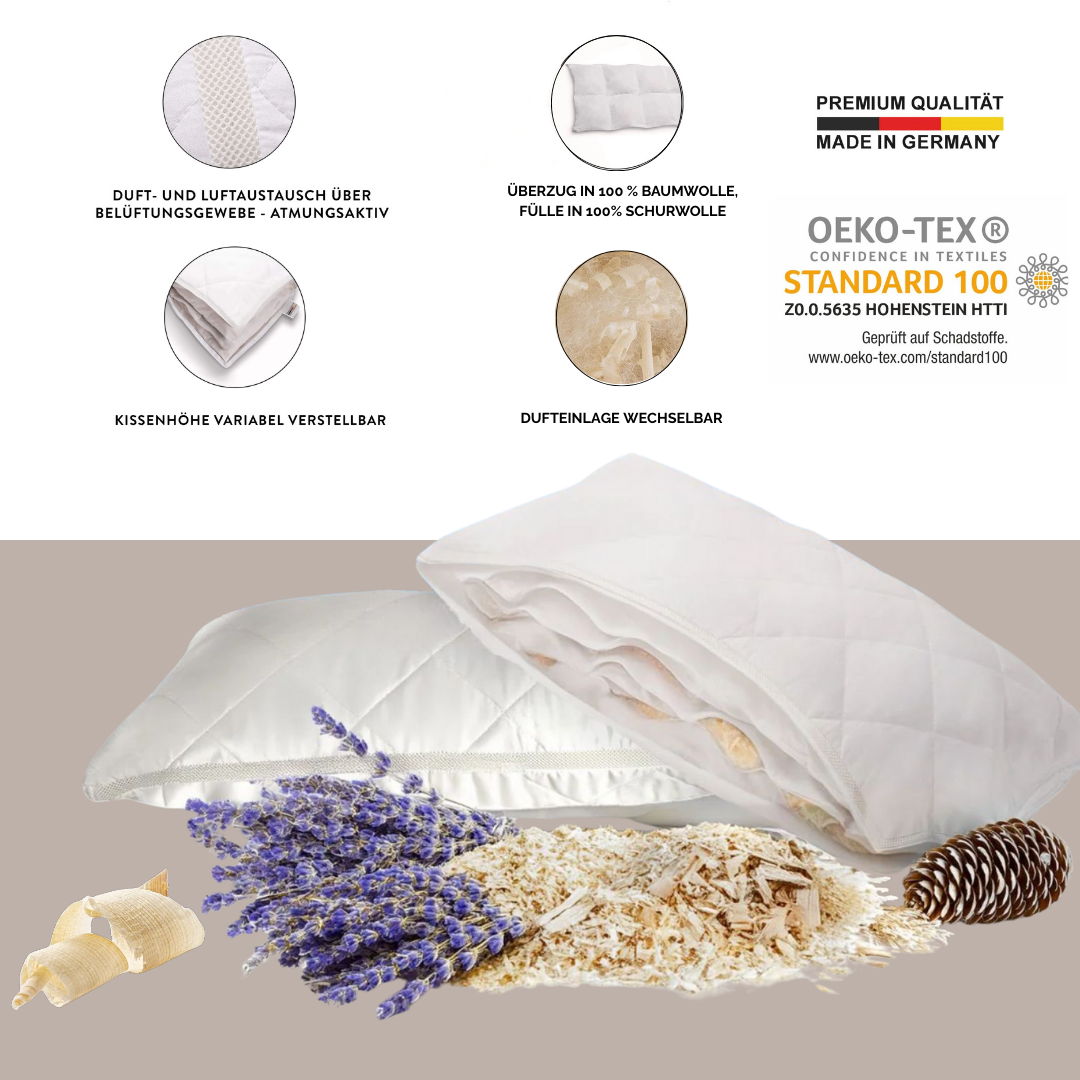 Duftschlafkissen '2in1' | Einlage Zirbe + Lavendel | B 40 x L 80 x H 20 cm