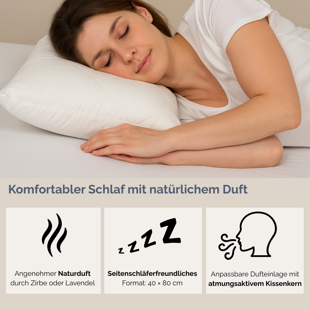 Duftschlafkissen '2in1' | Einlage Zirbe + Lavendel | B 40 x L 80 x H 20 cm