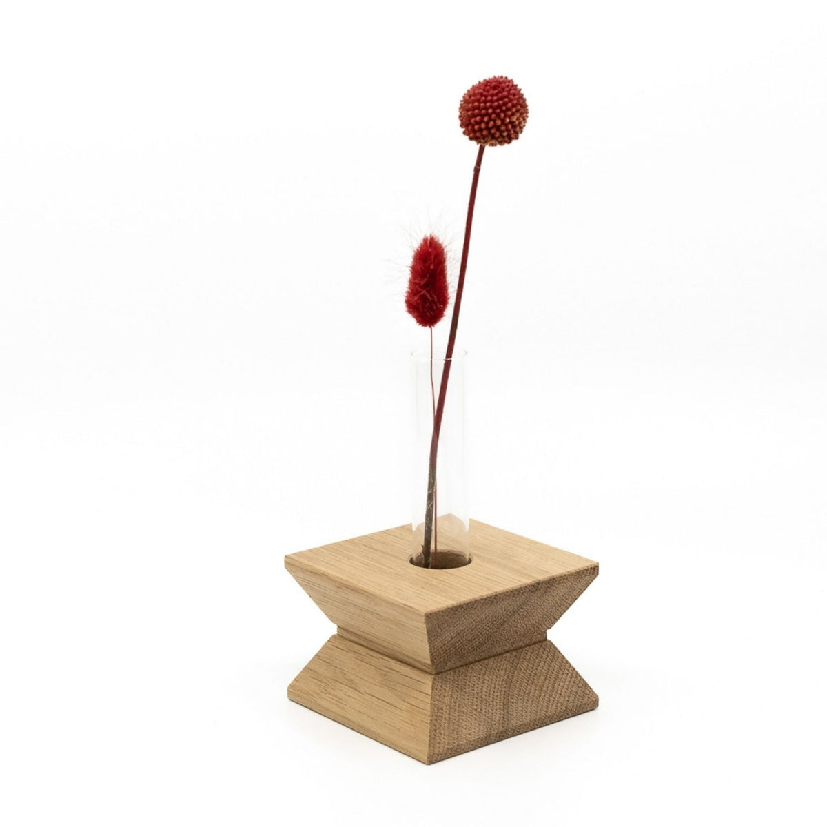 Kerzenhalter & Blumenvase 'Josef' | B 7,9 x T 7,9 x H 5,4 cm | Eiche