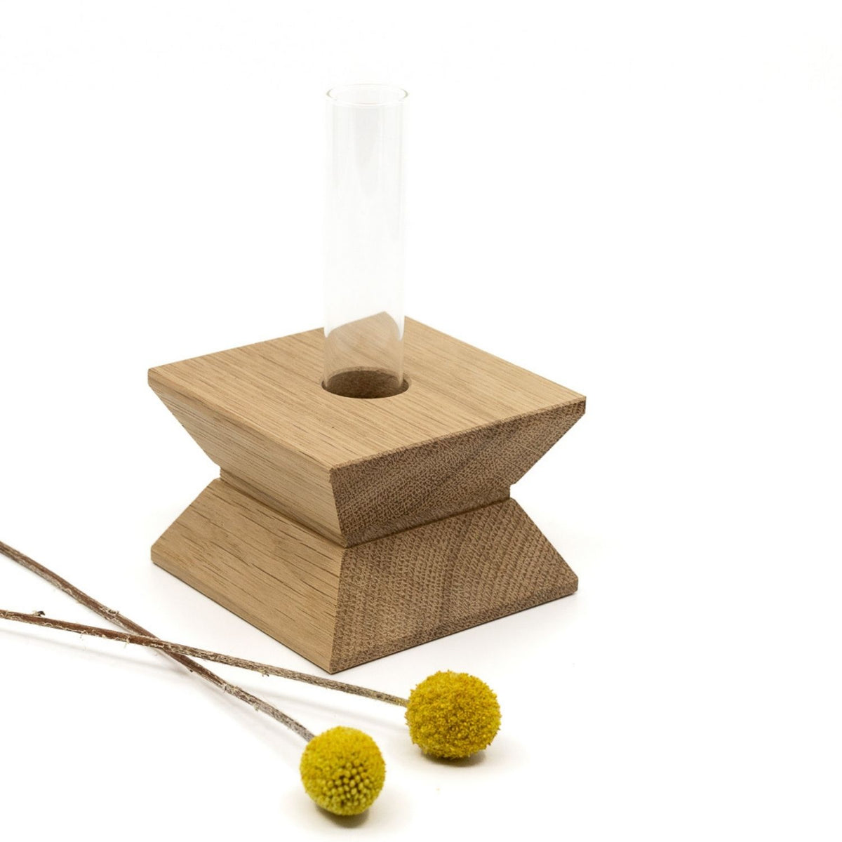 Kerzenhalter & Blumenvase 'Josef' | B 7,9 x T 7,9 x H 5,4 cm | Eiche