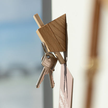 Wandhaken 'Vielfalt' | 2er-Set | Eiche, Ahorn | inkl. Magnet | B 3 x T 4,5 x H 8,9 cm | Made in Germany