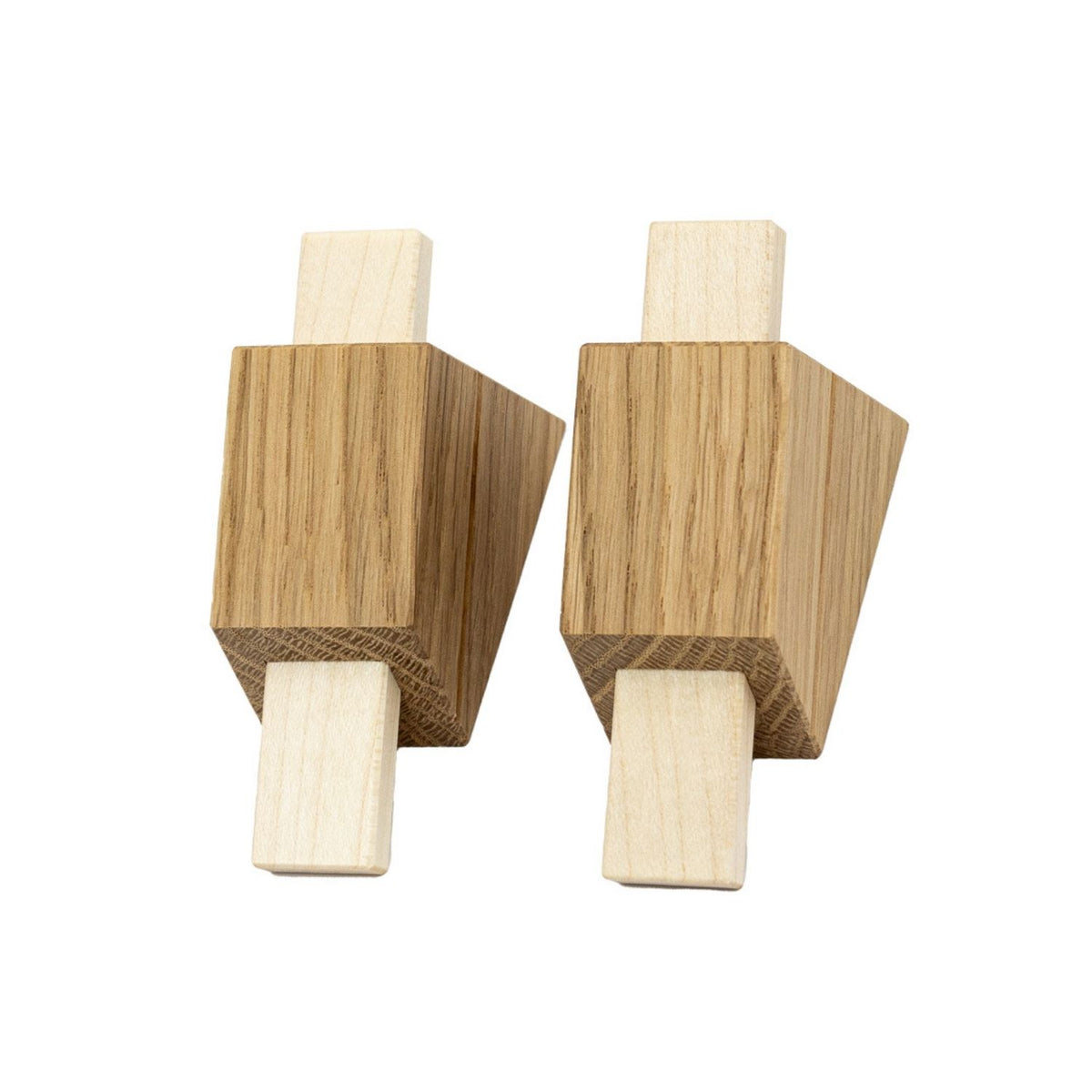 Wandhaken 'Vielfalt' | 2er-Set | Eiche, Ahorn | inkl. Magnet | B 3 x T 4,5 x H 8,9 cm | Made in Germany