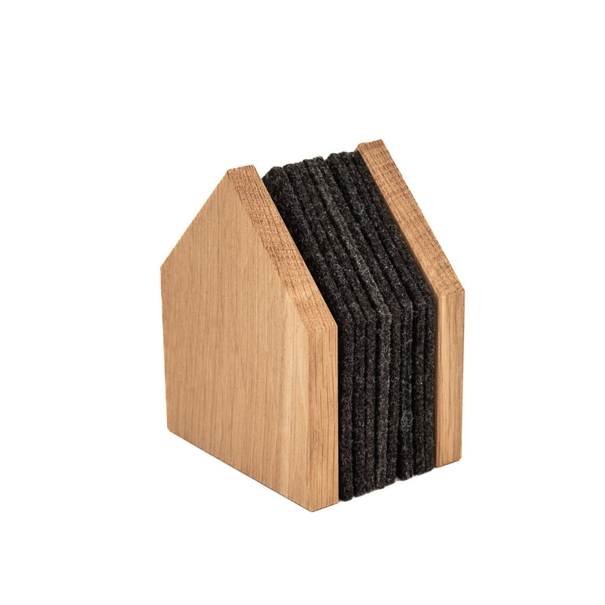 Glasuntersetzer 'Gasthaus' | 8 Stück | Anthrazit | Eiche, recycelter PET-Filz | B 7 x T 9 x H 11,5 cm