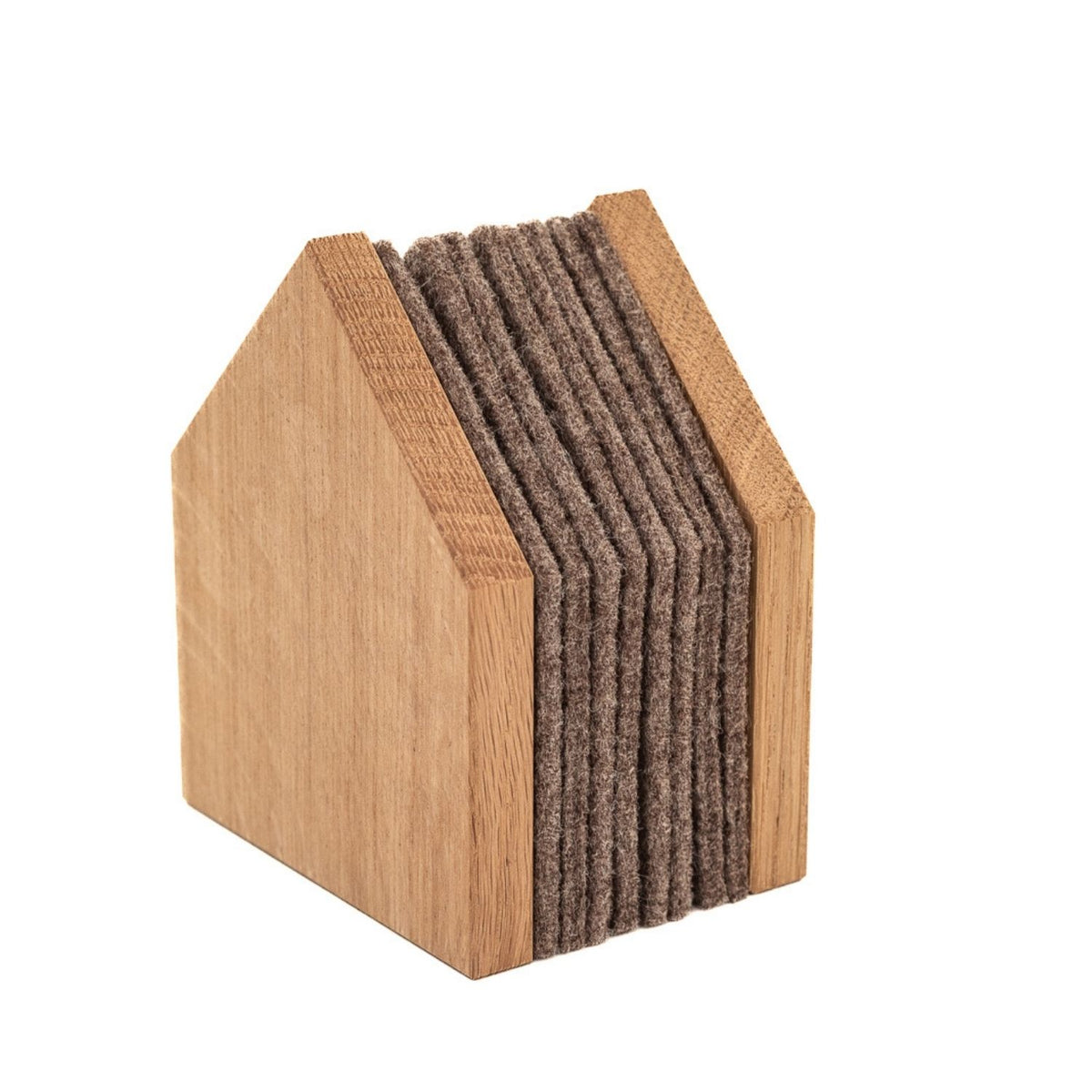 Glasuntersetzer 'Gasthaus' | 8 Stück | Anthrazit | Eiche, recycelter PET-Filz | B 7 x T 9 x H 11,5 cm