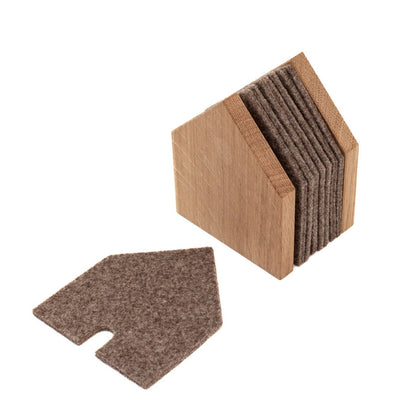 Glasuntersetzer 'Gasthaus' | 8 Stück | Anthrazit | Eiche, recycelter PET-Filz | B 7 x T 9 x H 11,5 cm