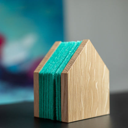 Glasuntersetzer 'Gasthaus' | 8 Stück | Anthrazit | Eiche, recycelter PET-Filz | B 7 x T 9 x H 11,5 cm