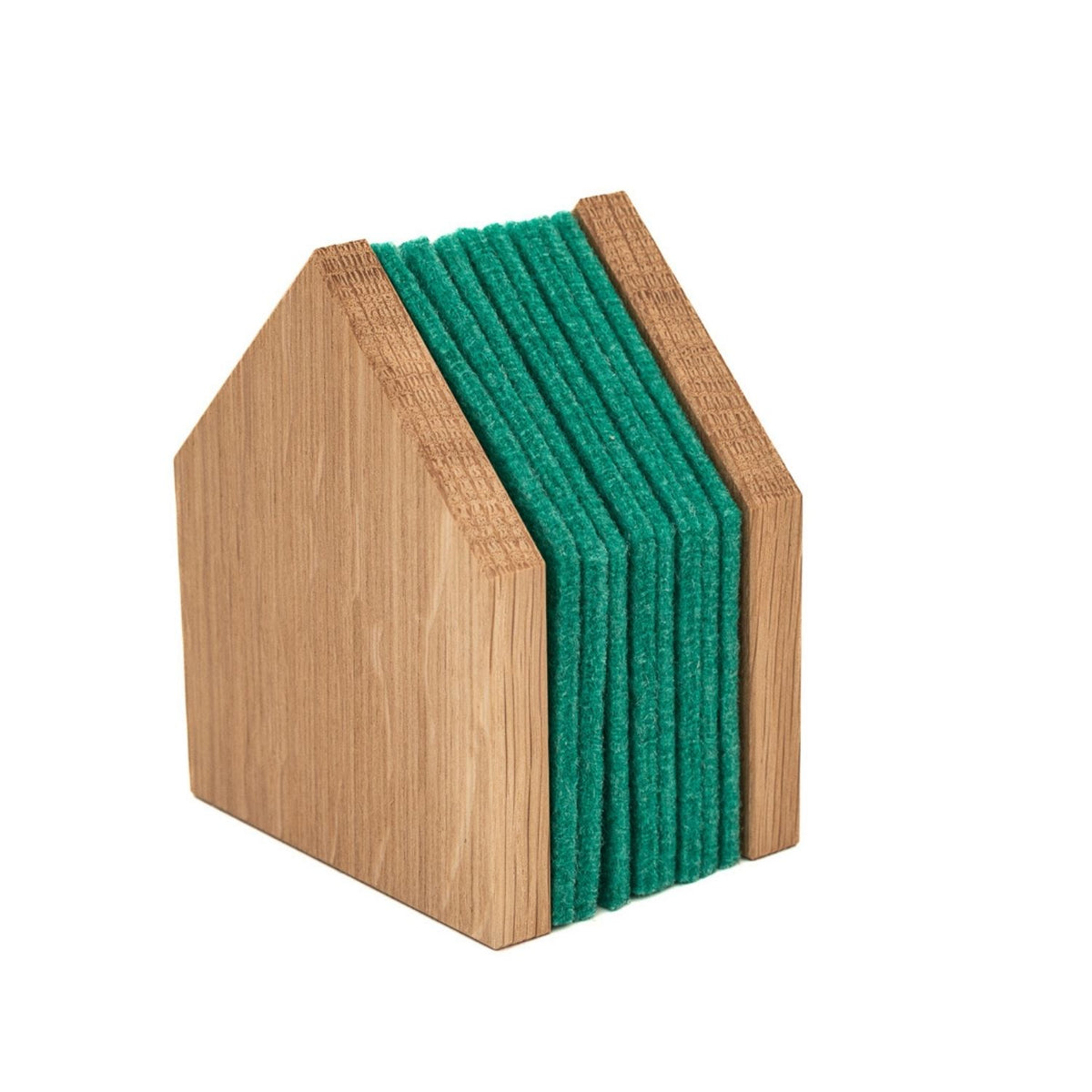 Glasuntersetzer 'Gasthaus' | 8 Stück | Anthrazit | Eiche, recycelter PET-Filz | B 7 x T 9 x H 11,5 cm