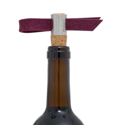 Weinstöpsel + 2 Tropfenfänger | Anthrazit/Aubergine | Kork, Filz, Edelstahl | B 10 x H 5 cm
