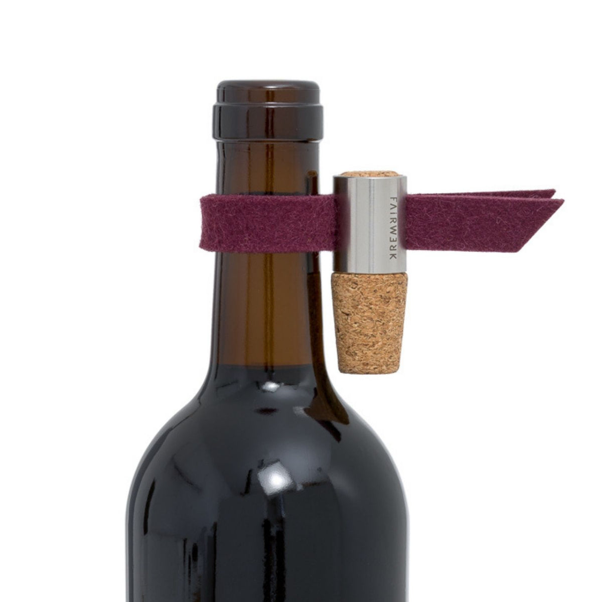 Weinstöpsel + 2 Tropfenfänger | Anthrazit/Aubergine | Kork, Filz, Edelstahl | B 10 x H 5 cm