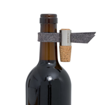 Weinstöpsel + 2 Tropfenfänger | Anthrazit/Aubergine | Kork, Filz, Edelstahl | B 10 x H 5 cm