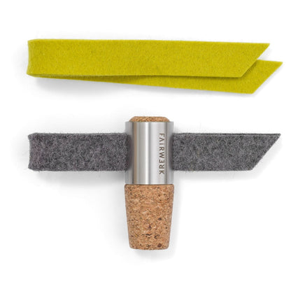 Weinstöpsel + 2 Tropfenfänger | Anthrazit/Aubergine | Kork, Filz, Edelstahl | B 10 x H 5 cm
