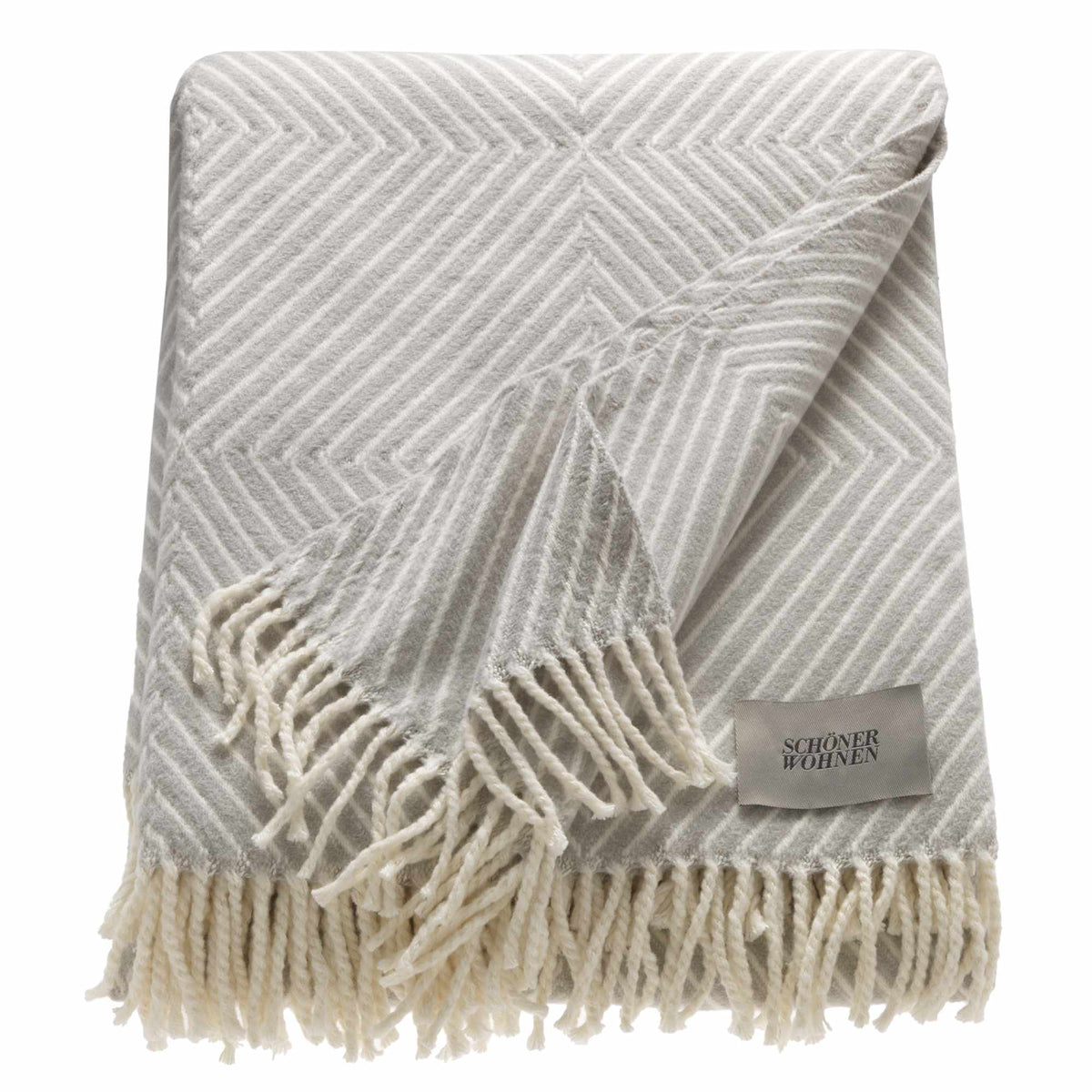 Kuscheldecke 'Tebas' | 140x200 cm | BW und PA | Streifen-Design | Hellgrau/Weiß |  waschbar