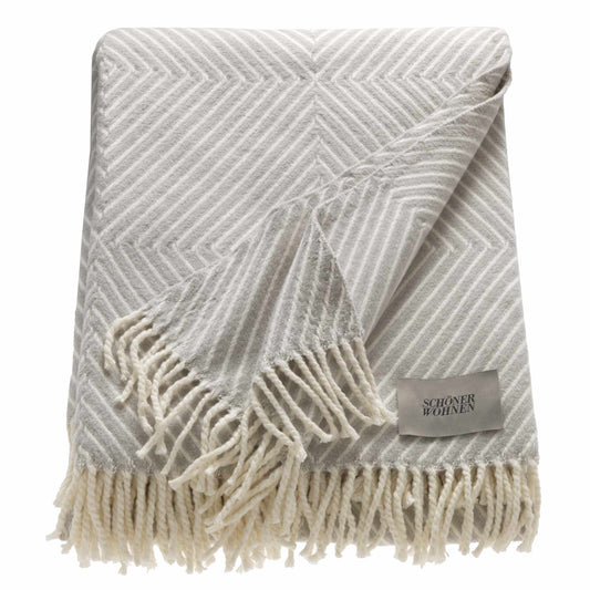 Kuscheldecke 'Tebas' | 140x200 cm | BW und PA | Streifen-Design | Hellgrau/Weiß |  waschbar