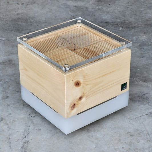 Zirbenlüfter ‘Kubus Premium’ | 40 m² | Ventilator | Lichtfarben wählbar