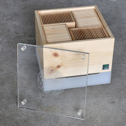 Zirbenlüfter ‘Kubus Premium’ | 40 m² | Ventilator | Lichtfarben wählbar