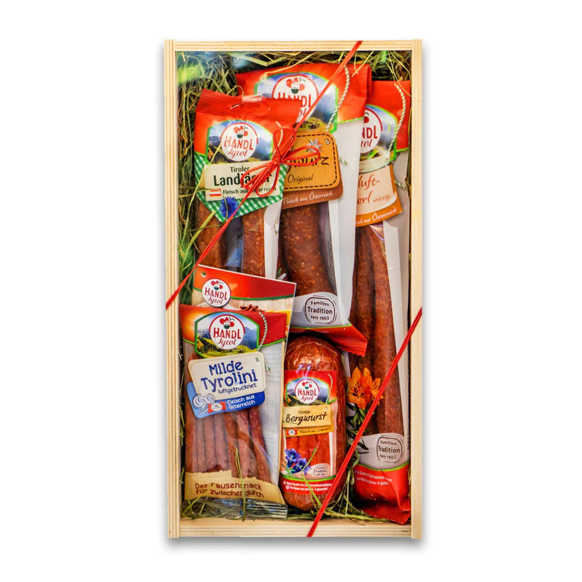 Genusskiste 'Lorbeer' | 5  Würste | 660 g | Holzkiste