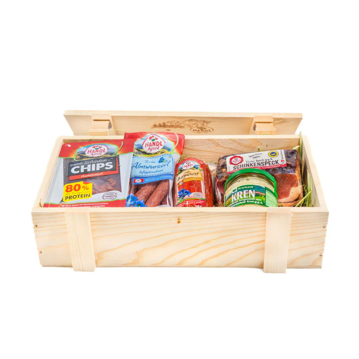 Genusspaket 'Classic2' | Speck,  Würste, Kren | 940 g | Holzkiste