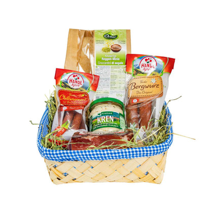 Genusspaket 'Seefeld' | Speck, Würste, Schüttelbrot, Kren | 925 g | Geschenkskorb