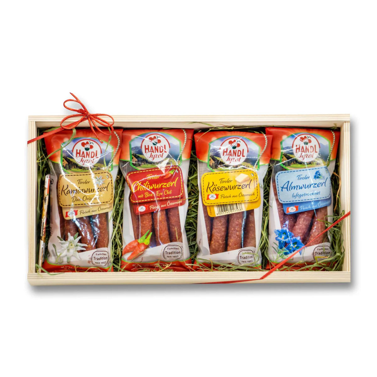 Wurzerlkiste | 4  Würste | 400 g | Holzkiste